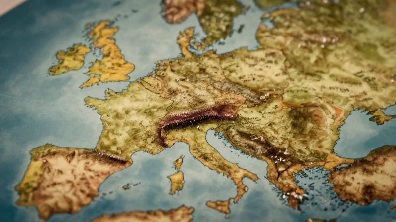 Mapa estilizado de Europa, Península Ibérica destacada
