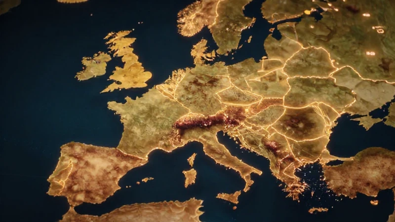 Mapa estilizado de España con luces cálidas