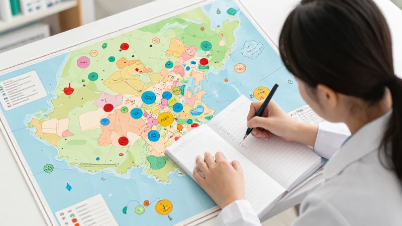 Cuáles son los elementos clave en un mapa de farmacología 3 Estudiante de farmacia estudia mapa farmacológico colorido