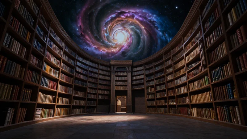 Mapa conceptual de la filosofía: ¡Guía completa paso a paso! 3 Biblioteca antigua bajo una nebulosa dramática