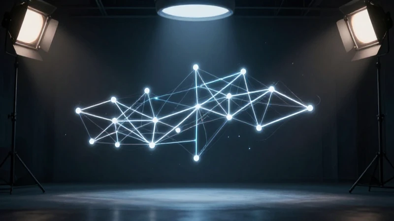 Diagrama digital con conexiones brillantes y dramáticas