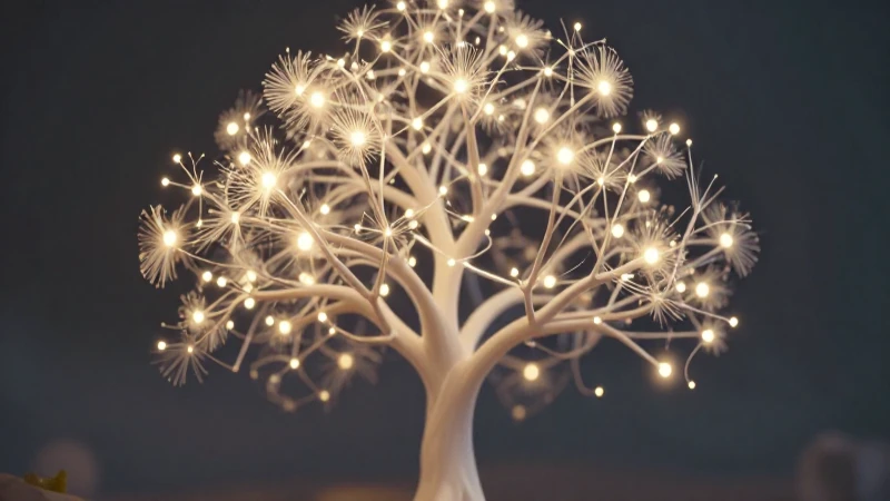 Árbol digital futurista con luces brillantes
