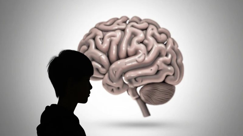 Silueta adolescente, cerebro abstracto, luz suave