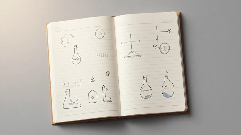 Cuaderno abierto con diagramas científicos iluminados