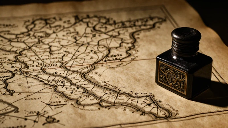 Naturaleza muerta histórica con mapa antiguo