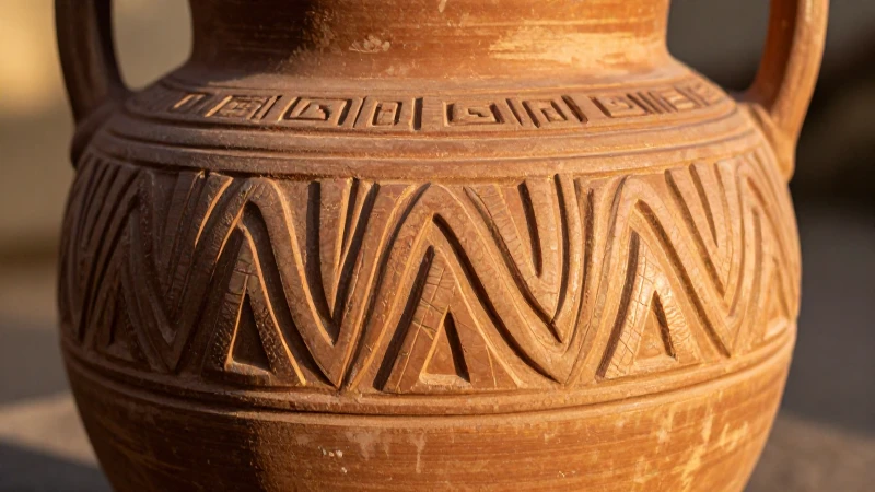 Cerámica mochica con patrones geométricos detallados