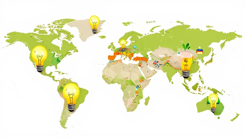 Mapa vibrante e imaginativo con bombillas