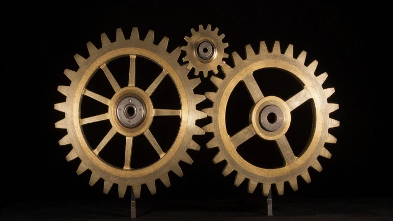 Escultura cinética con luces dramáticas y estudio
