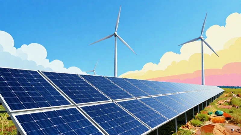 Paneles solares y turbinas eólicas iluminadas