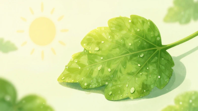 Hoja verde brillante bajo luz suave