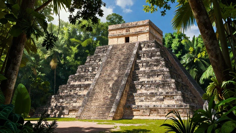 Pirámide azteca emerge en vibrante selva