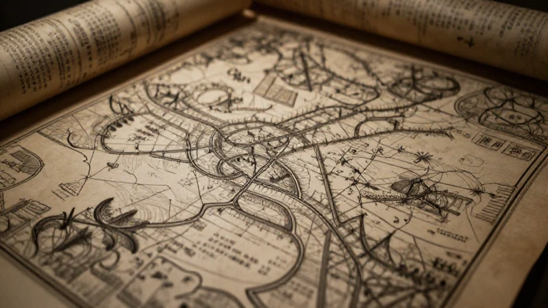 Mapa antiguo dramático con luces intensas