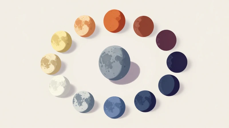 Fases lunares: diagrama circular e isométrico