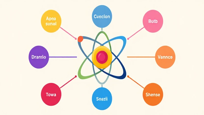 Mapa conceptual sobre clasificación y propiedades de la materia 6 Ilustración atómica con flujo de color suave