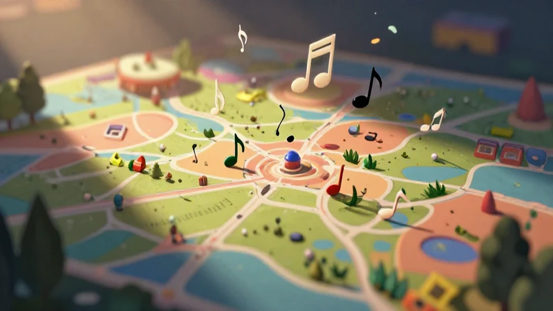 Mapa conceptual de la música: guía paso a paso para aprender 9 Mapa vibrante con notas musicales iluminadas