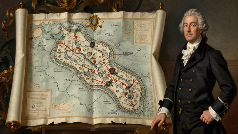 Administrador colonial, mapa ornamentado, estilo barroco