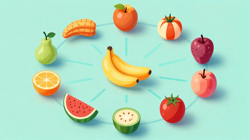 Nutriente vibrante, diagrama isométrico, arte digital