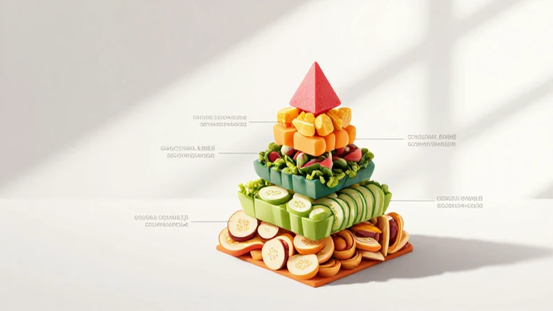 Pirámide alimenticia colorida con luz suave
