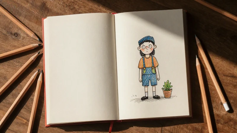 Ilustración caprichosa con luz cálida y libros