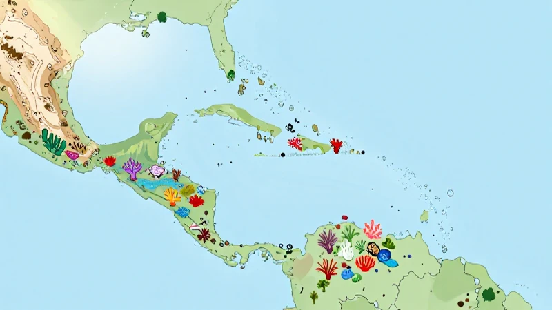 Ilustración caribeña: arrecife colorido bajo el sol