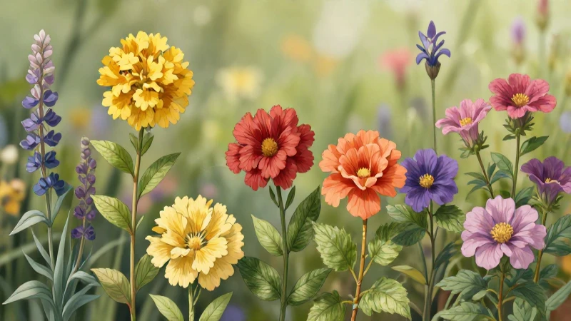 Mapa conceptual de la reproducción de las plantas y su ciclo 5 Flores coloridas, ilustración botánica suave