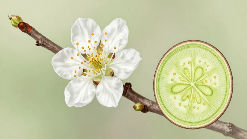 Mapa conceptual de la reproducción de las plantas y su ciclo 7 Ilustración botánica detallada de una rama floreciente