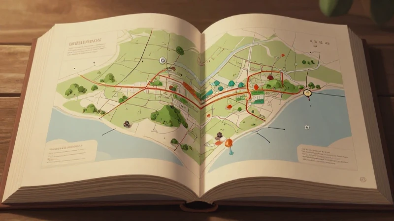Mapa conceptual de la reseña literaria: Guía para entender 4 Mapa ilustrado abierto bajo luz cálida