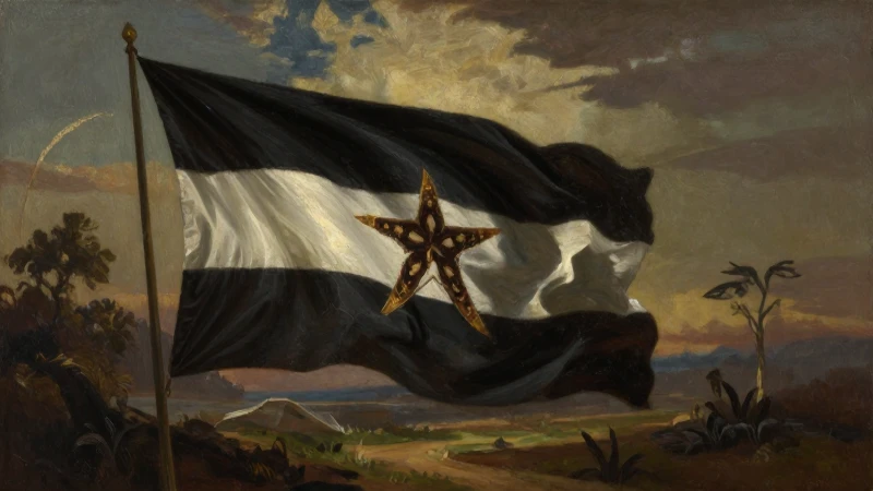 Revolución Francesa: Mapa Conceptual y Guía Paso a Paso 6 Bandera revolucionaria en paisaje colonial dramático