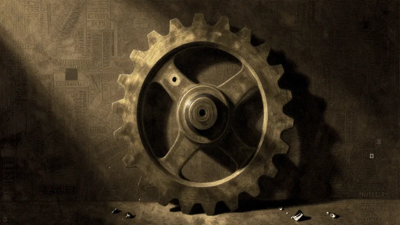 Dónde hallar un mapa conceptual de la Revolución Industrial 4 Engranaje ilustrado, portada antigua con sombras dramáticas