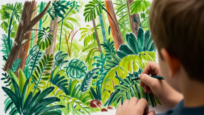 Cómo hacer un mapa conceptual de la selva en Canaima 3 Niño dibuja selva tropical luminosa