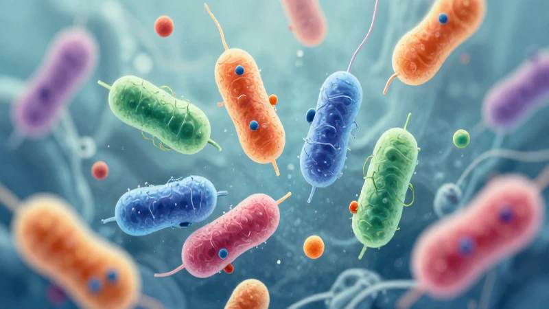 Bacterias coloridas bajo luz suave microscópica