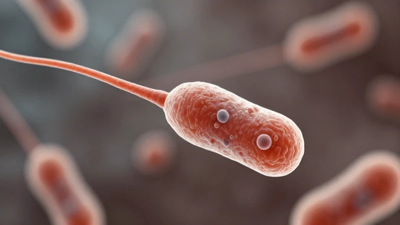 Bacteria con flagelo bajo luz microscópica