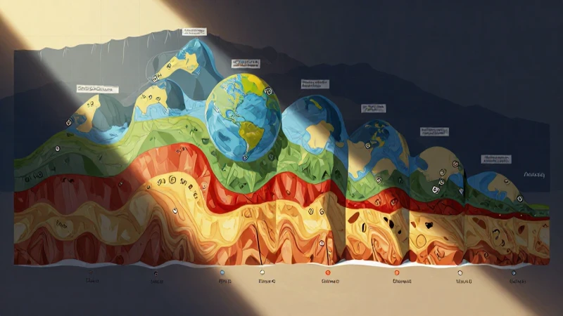 Mapa conceptual de las eras geológicas 9 Ilustración geológica vibrante con capas terrestres