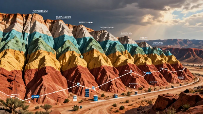 Mapa conceptual de las eras geológicas 8 Ilustración geológica vibrante con capas rocosas