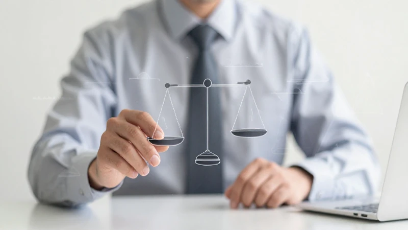 Abogado con diagrama legal difuminado