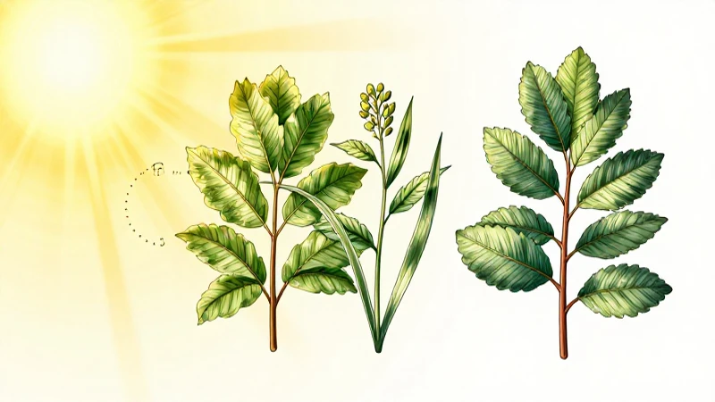 Cómo crear un mapa conceptual efectivo sobre plantas 4 Ilustración botánica detallada con luz solar