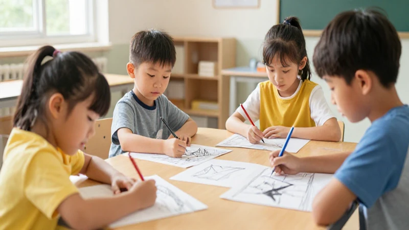 Niños dibujan terremotos en clase