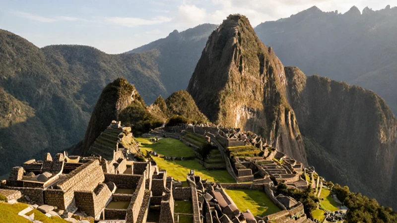 Machu Picchu brilla al atardecer dorado