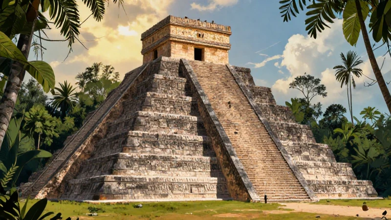 Mapa conceptual de los mayas: guía completa y paso a paso 5 Piramite maya iluminada por el sol dorado