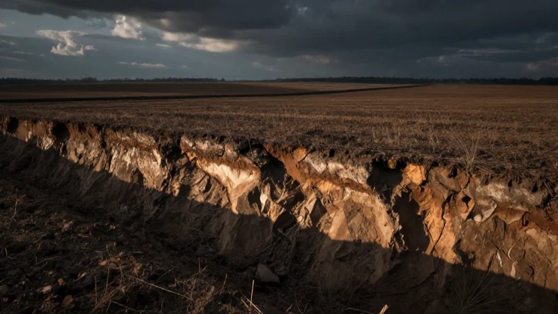 Tierra degradada, luz dramática y realista