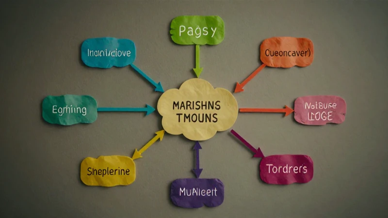 Mapa mental vibrante con flechas cinemáticas