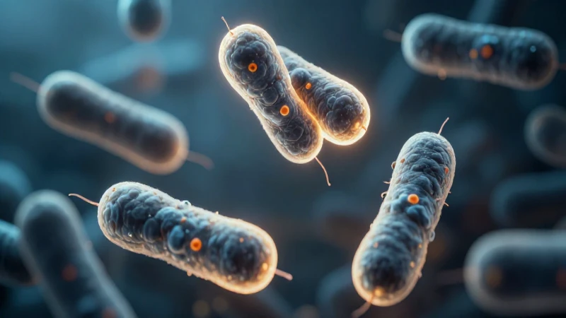 Bacterias brillantes bajo luz dramática microscópica