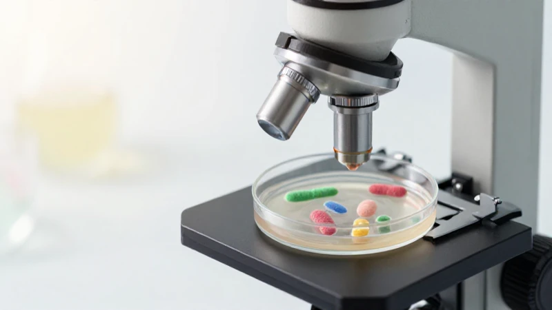 Cultura bacteriana bajo microscopio, estilo científico