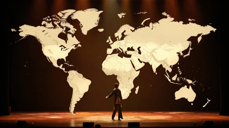 Iluminación cinematográfica sobre mapa estilizado, en escena