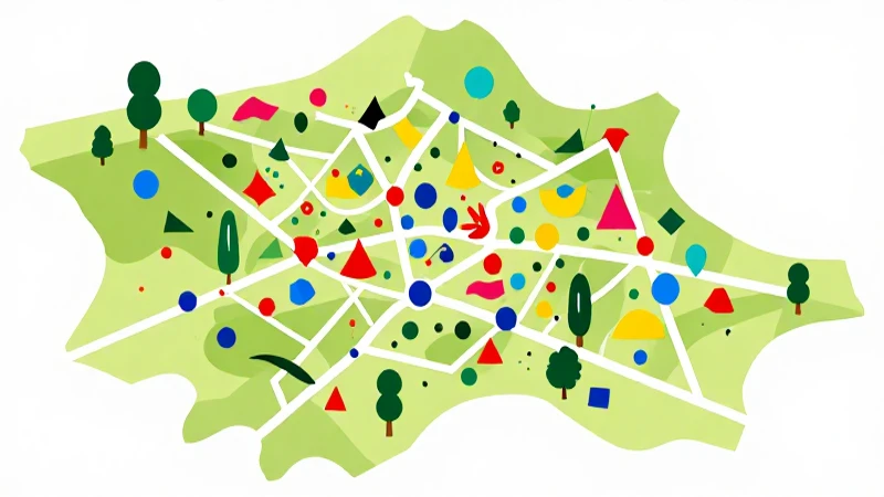 Mapa geométrico vibrante y luminoso