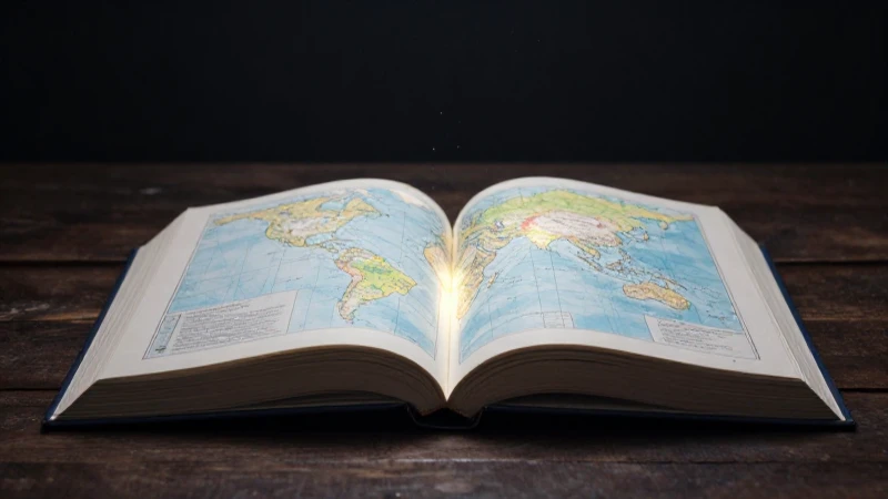 Mapa brillante emerge del libro abierto