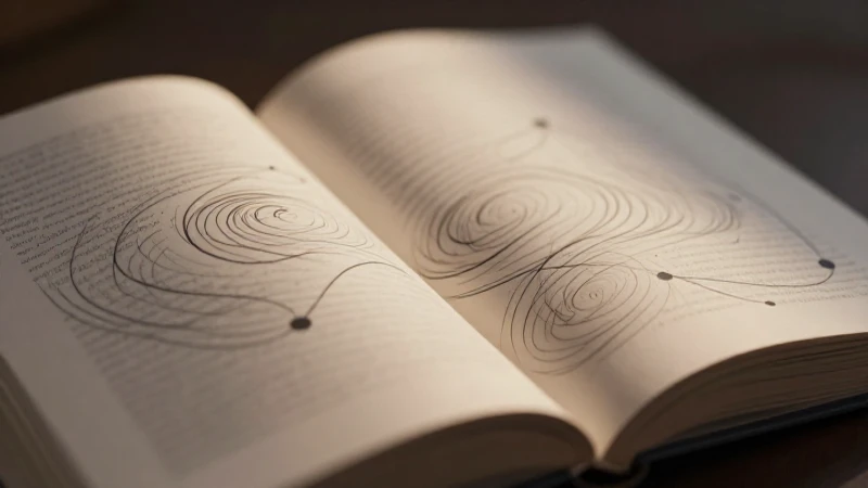 Libro abierto, líneas abstractas y luces volumétricas