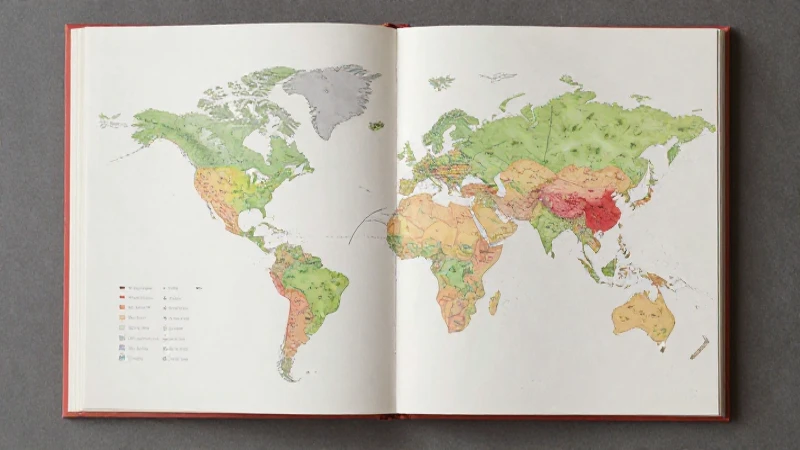 Libro abierto con mapas coloridos bajo luz suave