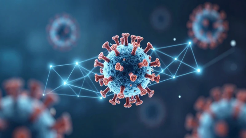 Partícula viral iluminada en red cinematográfica