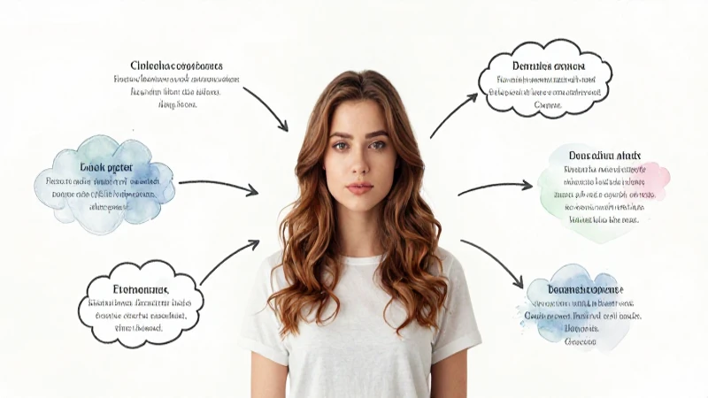 Mapa Conceptual de Autoestima: Alta vs. Baja en Dibujos 6 Mujer joven con mapa mental difuminado